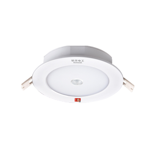 敏华磨砂罩筒灯消防应急筒灯M6037(M-ZFJC-E7W6037)集电集控全塑料4寸磨砂罩筒灯/人体感应