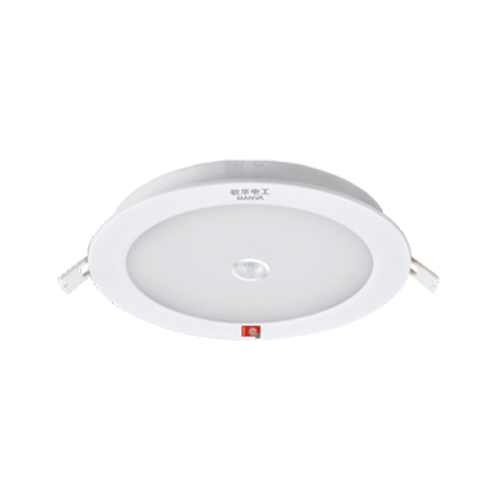 敏华磨砂罩筒灯应急筒灯A型DC24V 36V M6039(M-ZFJC-E10W6039)集电集控全塑料5寸磨砂罩筒灯/人体感应